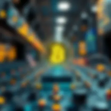 Visual depiction of blockchain technology facilitating automated asset management