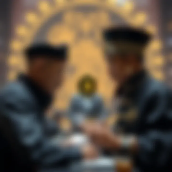 A visual depiction of the interaction between traditional finance and blockchain technology