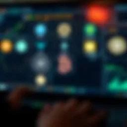 Various types of cryptocurrency e-wallets displayed on a digital interface