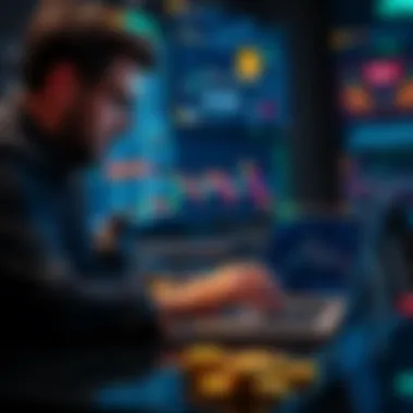 Investor analyzing cryptocurrency market data on a laptop