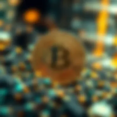 An abstract representation of blockchain technology supporting altcoins