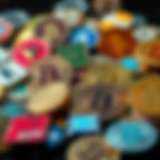 Diverse Altcoin Symbols Diverse altcoin symbols representing various cryptocurrencies