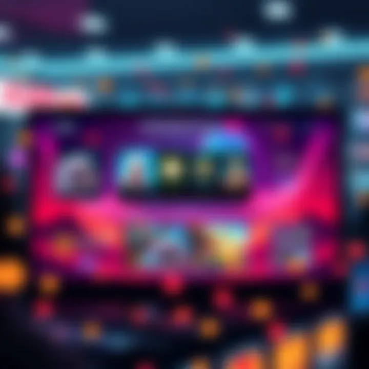 A vibrant illustration of the Axie Infinity user interface showcasing gameplay features