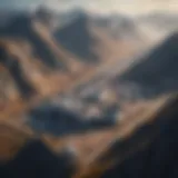 Aerial view of a crypto mining facility surrounded by mountains