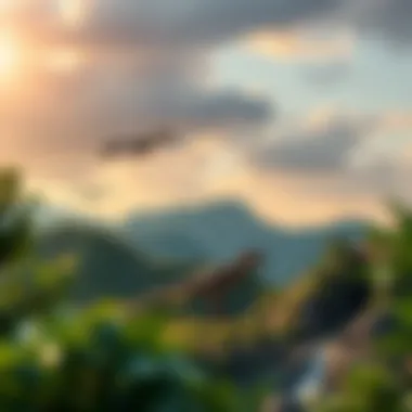 An artistic representation of a Jurassic Park landscape as an NFT