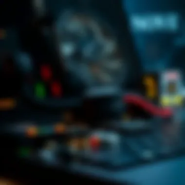 Laptop Components for Mining Efficiency Close-up of laptop components for optimal mining