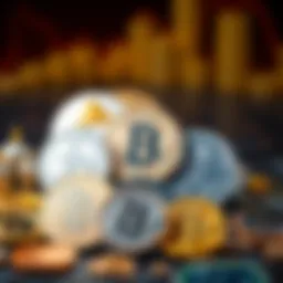 A digital representation of various cryptocurrencies.