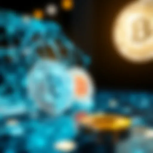 Innovative Blockchain Technology Visual representation of blockchain technology with digital currency symbols