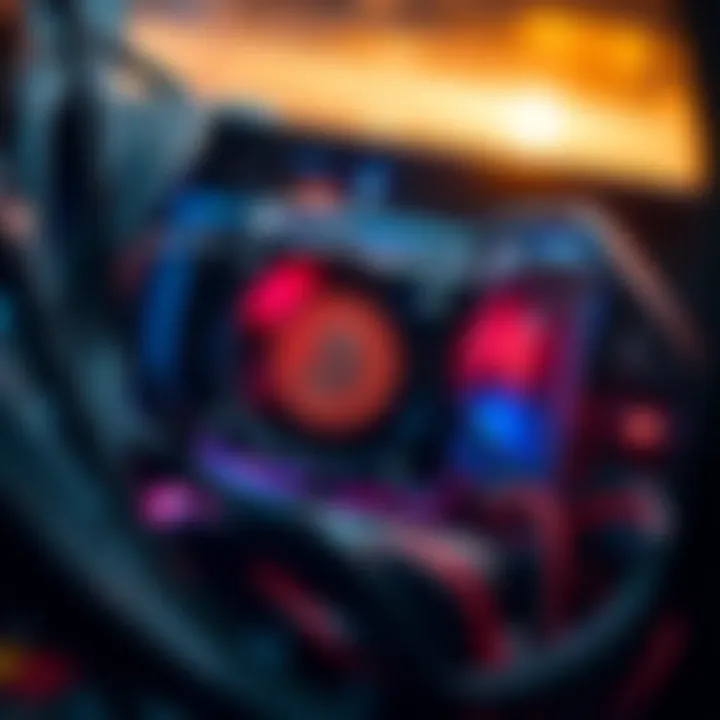 Visual depiction of cryptocurrency mining hardware in action