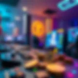 Cryptocurrency gaming concept with digital coins