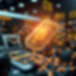 Conceptual illustration of blockchain technology transforming banking operations