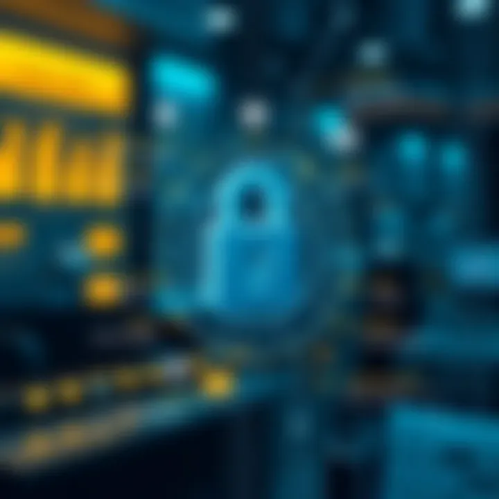 Infographic displaying security features of blockchain in banking