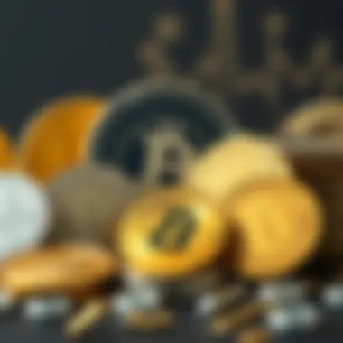 A digital representation of various cryptocurrencies