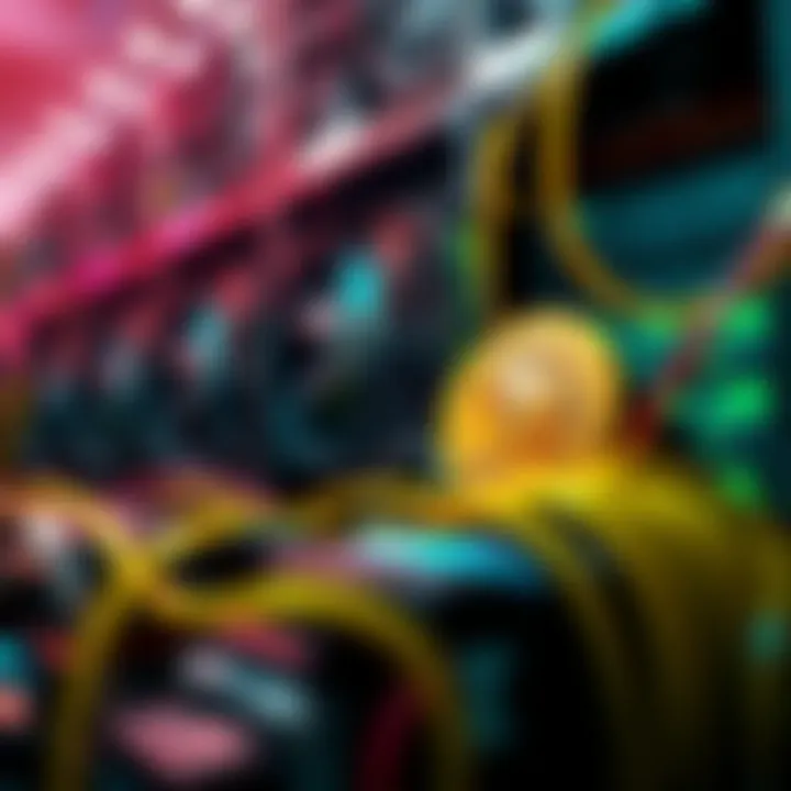 Illustration of cryptocurrency mining equipment