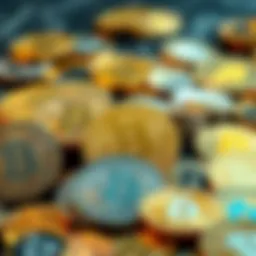 A digital representation of various cryptocurrencies