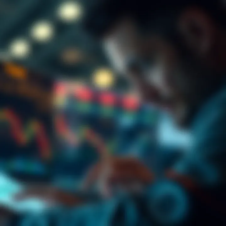 Close-up of a trader analyzing charts, reflecting strategic decision-making.