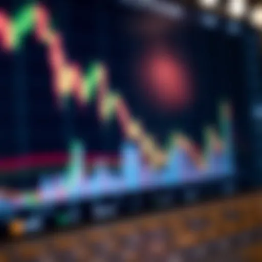 A detailed view of a cryptocurrency price chart showcasing candlestick patterns