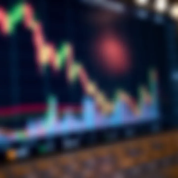 A detailed view of a cryptocurrency price chart showcasing candlestick patterns