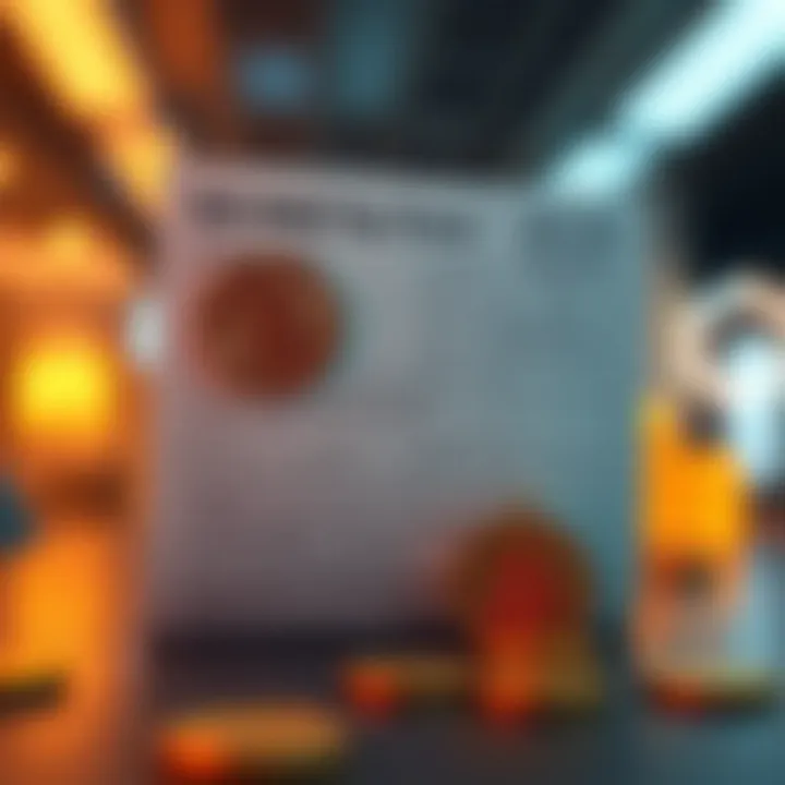 Visual representation of IRS 8949 tax form with cryptocurrency symbols