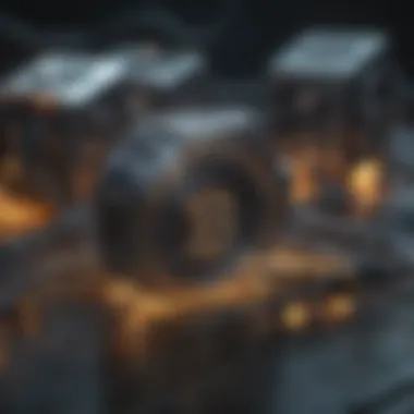 Blockchain and Mining Connection Visual representation of blockchain technology and its connection to mining