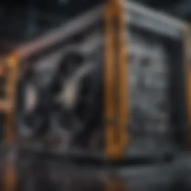 Advanced Mining Rig Hardware A powerful mining rig set up showcasing advanced hardware components